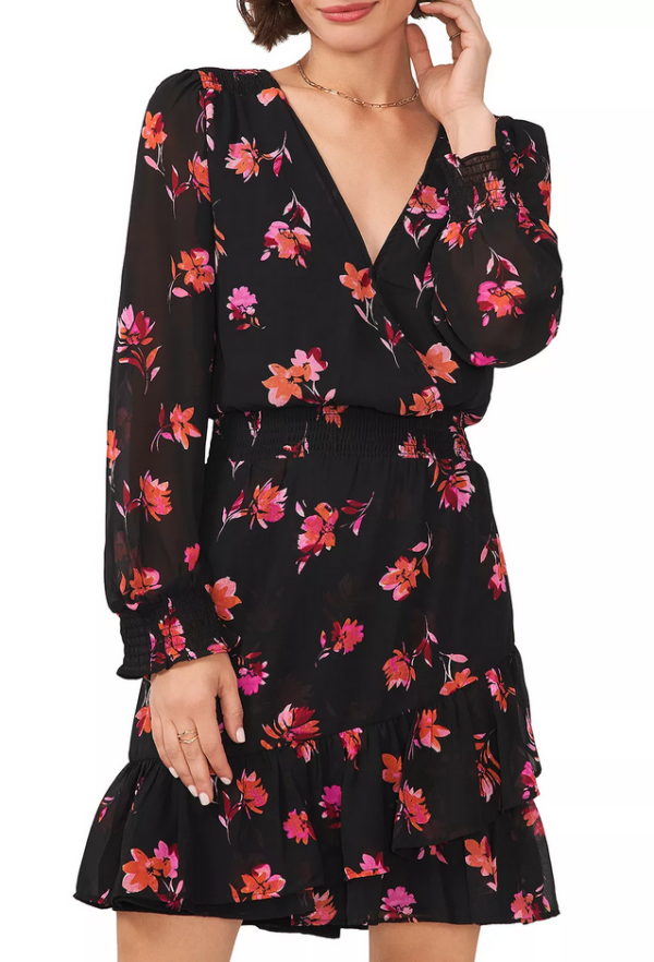 Vince Camuto Smocked Waist A Line Dress Multi Size S 3828