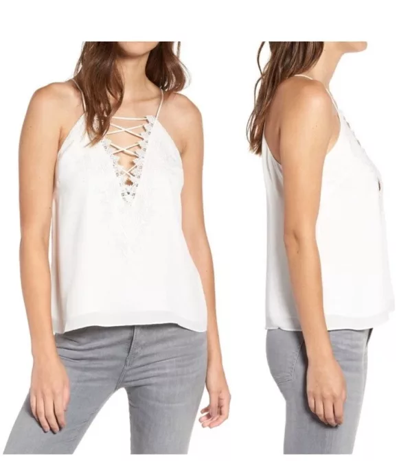 WAYF White Posie Strappy Top Lace Camisole blouse Sz S NWT