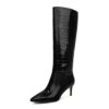 wetkiss Knee High Boots for Women, with Kitten Heel and Pointed Toe Design, Classic and Sexy