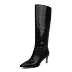 wetkiss Knee High Boots for Women, with Kitten Heel and Pointed Toe Design, Classic and Sexy
