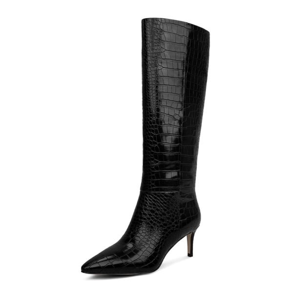 wetkiss Knee High Boots for Women, with Kitten Heel and Pointed Toe Design, Classic and Sexy