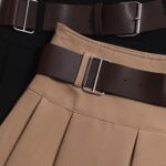 Women with Belt Pleated Half Skirt Short Skirt high Waist A-line Umbrella Skirt Half Skirt Latex Mini Skirt