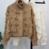 Women's Fashion Stand Collar Tassel Zipper Knitted Sweater Cardigan Jacket 2662