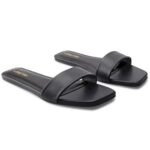 Women's Flat Sandals Square Fashion Basic Sandals Slides Comfortable Slip On Summer for Slippers Casual Peep Toe Beach