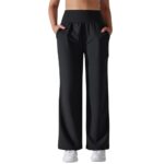 Women's Loose Wide Leg High Waist Yoga Pants with Pockets Stretchy Work Casual Straight Leg Lounge Sweatpants