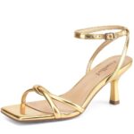 Women's Sandals Square Open Toe Kitten Heels Strappy Ankle Strap Sandals for Women Comfort Dress Party Shoes