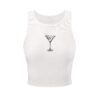 Women's Sleeveless Ribbed Knit Tank Top Graphic Print Crew Neck Tee Shirt Casual Slim Fit Crop Tops
