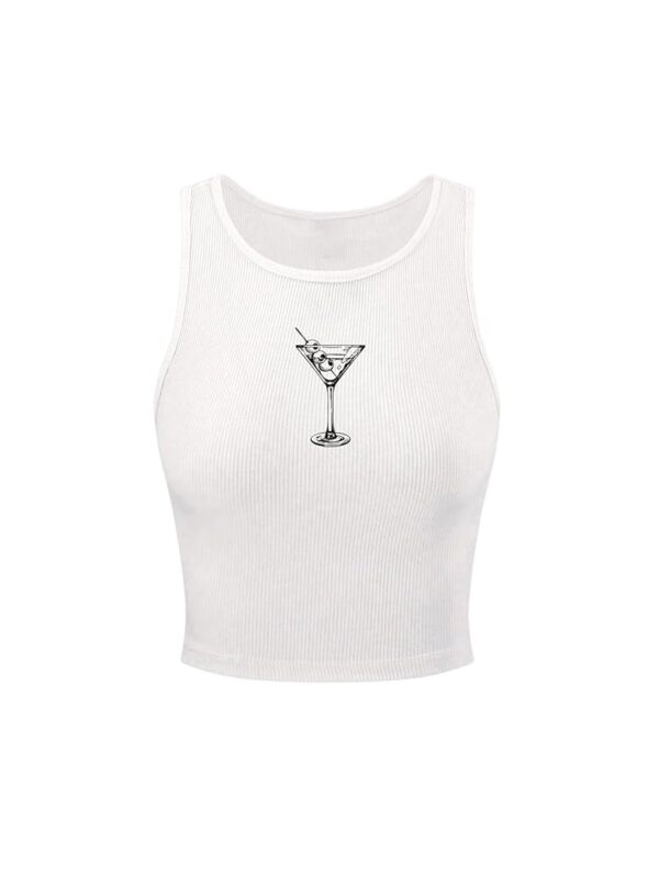Women's Sleeveless Ribbed Knit Tank Top Graphic Print Crew Neck Tee Shirt Casual Slim Fit Crop Tops
