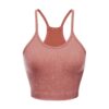 Womens Y Back Sports Bra Seamless Rib-Knit Camisole Crop Tank Tops Racerback Spaghetti Strap Workout Yoga Bra