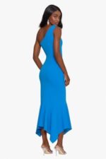 Xscape Women's One Shoulder Ruffle Scuba Crepe Midi Dress