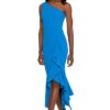 Xscape Women's One Shoulder Ruffle Scuba Crepe Midi Dress