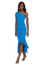 Xscape Women's One Shoulder Ruffle Scuba Crepe Midi Dress