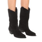 YIYA Western Suede Cowboy Boots Women's Classic Pointed Toe Cowgirl Boot Female Mid-Calf Booties for Women