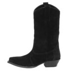 YIYA Western Suede Cowboy Boots Women's Classic Pointed Toe Cowgirl Boot Female Mid-Calf Booties for Women