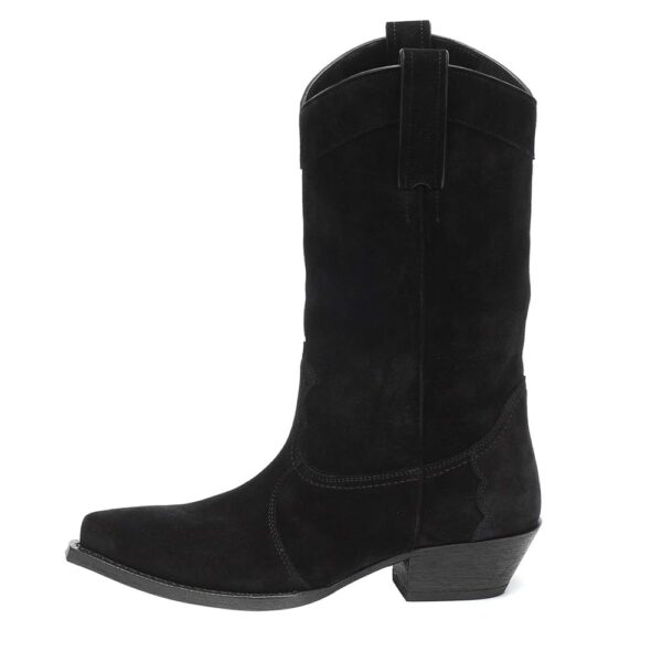 YIYA Western Suede Cowboy Boots Women's Classic Pointed Toe Cowgirl Boot Female Mid-Calf Booties for Women
