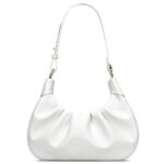 KKXIU Shoulder Bag Crescent Handbag Ruched Purse Underarm Bag Mini Hobo for Women,Detachable Gold Chain Crossbody Bag