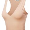 Made by Emma Women's Solid Sleeveless V Neck Ribbed Crop Tank Top