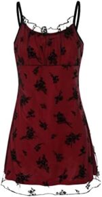 Women Chic Vintage Mesh Lace Fairy Dress Sleeveless Spaghetti Strap Grunge 90S Aesthetic E-Girl Mini Dress