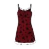 Women Chic Vintage Mesh Lace Fairy Dress Sleeveless Spaghetti Strap Grunge 90S Aesthetic E-Girl Mini Dress