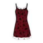 Women Chic Vintage Mesh Lace Fairy Dress Sleeveless Spaghetti Strap Grunge 90S Aesthetic E-Girl Mini Dress