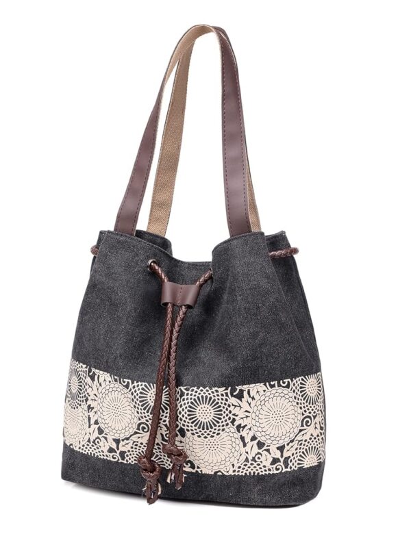 Women Printing Canvas Shoulder Bag Casual Handbags Purse Retro Tote
