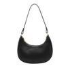 Women's Leisure Fashion Solid Color Contrast One Shoulder Versatile PU Dumpling Bun Shoulder Bag for (Black, One Size)