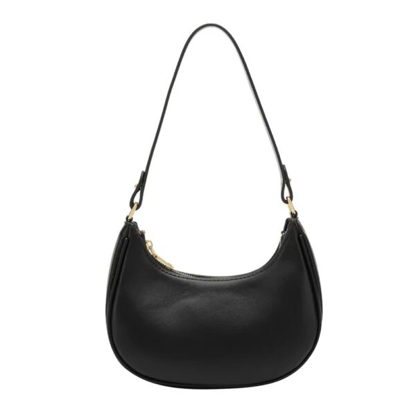Women's Leisure Fashion Solid Color Contrast One Shoulder Versatile PU Dumpling Bun Shoulder Bag for (Black, One Size)