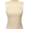 Women's Summer Sleeveless Knitted Sweater 2024 Mock Neck Tops