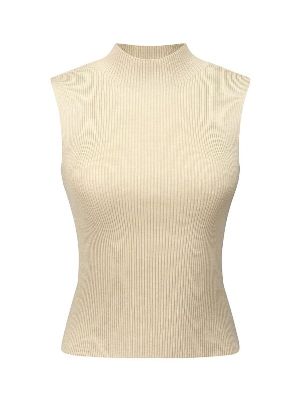 Women's Summer Sleeveless Knitted Sweater 2024 Mock Neck Tops