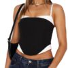 Y2k Lace Crop Tank Tops for Women Sexy Going Out Camisole Top Sheer Mesh Backless Sleeveless Spaghetti Strap Shirts