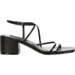 Aqua Womens Black Faux Leather Open Toe Block Heel 10 Medium (B,M) BHFO 9956
