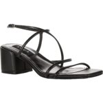 Aqua Womens Black Faux Leather Open Toe Block Heel 10 Medium (B,M) BHFO 9956