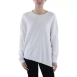 DKNY Womens Ivory Mixed-Stitch Asymmetric Cozy Pullover Top L BHFO 1550