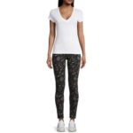 JW Los Angeles Womens Black Printed Cotton Stretch Leggings S BHFO 8082