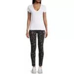 JW Los Angeles Womens Black Printed Cotton Stretch Leggings S BHFO 8082