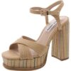 Steve Madden Womens Nataly Beige Woven Ankle Strap 8.5 Medium (B,M) BHFO 0138