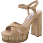 Steve Madden Womens Nataly Beige Woven Ankle Strap 8.5 Medium (B,M) BHFO 0138
