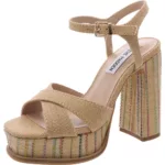 Steve Madden Womens Nataly Beige Woven Ankle Strap 8.5 Medium (B,M) BHFO 0138