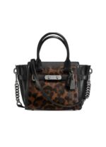 Coach Womens Black Leather Calf Hair Satchel Handbag Purse Small BHFO 9040