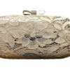 INC Womens Evie Lace Bride Minaudiere Handbag White Silver
