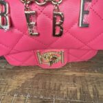 New Bebe Wyatt Hot Pink Gold Embellished Shoulder Handbag Purse BHFO 7834