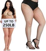 Buauty 3 pcs black fishnet stockings for women, fishnet tights plus size one size fit all
