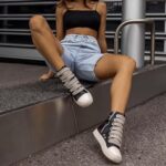 IMPREMEY Women's High Top Sneakers Lace Up PU Leather Shoes with Thick Soles and Zipper, Fashionable Walking Shoes