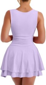 Kaximil Women's Square Neck Ruffle Hem Mini Dress Ruched Waist Short Party Dresses