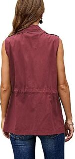 Koodred Women's Casual Military Utility Vest Lightweight Sleeveless Drawstring Jackets with Pockets