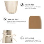 Lace up Ballet Flats Women Square Toe Mary Jane Flats Bow Slip On Comfortable Ballerina Shoes