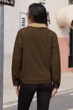 MAGCOMSEN Women's Corduroy Jacket Sherpa Fleece Lined Warm Winter Coat Button Down Casual Jacket with Pockets