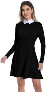 Women Casual Dress Peter Pan Collar Long Sleeve Classic Gothic Dresses