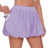 Womens Bubble Shorts Casual Summer Loose Fit Workout Athletic Skorts Wide Leg Balloon Comfy Lounge Shorts with Pockets