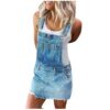 Womens Denim Jean Overall Dress Summer Adjustable Strap Distressed Bib Overalls Mini Dresses with Pocket